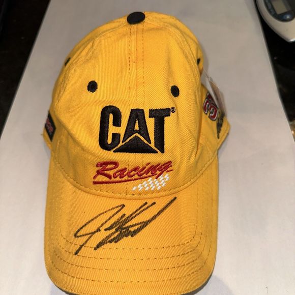 Accessories | Cat Racing Jeff Burton Rcr Autographed 31 Hat Cap Yellow ...